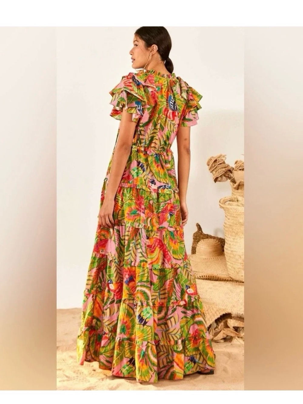 FARM Rio Pink Tropical Parrot Print Dress - Picture 2 of 6